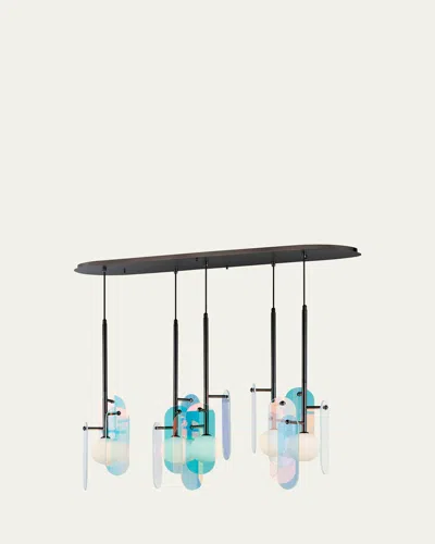 Studio M X Nina Magon Design From  Megalith 5-light Pendant Dichroic Glass In Black