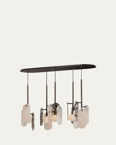 Studio M X Nina Magon Design From  Megalith 5-light Pendant Various Stone In Brushed Bronze