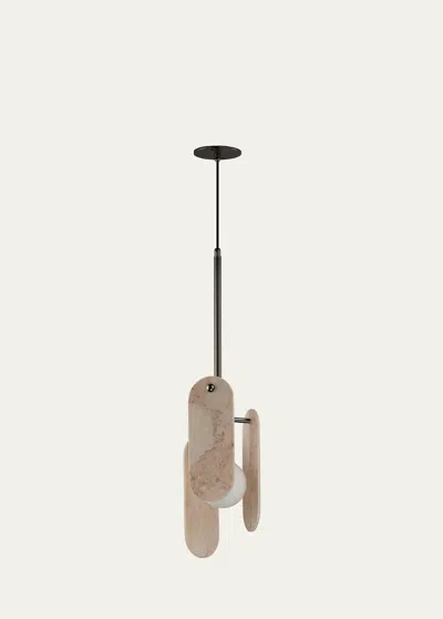 Studio M X Nina Magon Megalith Cord Hung Pendant Light In Rose Jade