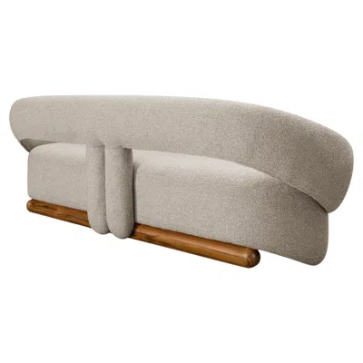 Pre-owned Studio Marta Manente Terroir' Modern Couch In Aluminum Frame, Upholstered In Boucle & Teak Wood In Brown