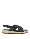 Studio Mode Woman Espadrilles Black Size 8 Leather In Black