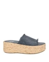 Studio Mode Woman Espadrilles Slate Blue Size 11 Leather In Blue