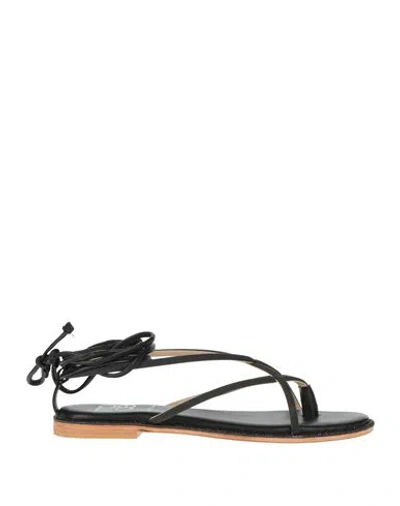 Studio Mode Woman Thong Sandal Black Size 7 Textile Fibers