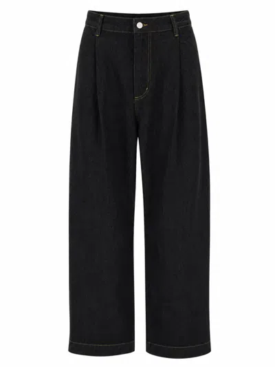 Studio Nicholson 100% Cotton Tapered Trousers In Black