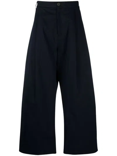Studio Nicholson 100% Cotton Trousers In Navy