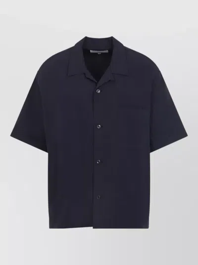 Studio Nicholson Agios Short Sleeve Shirt Chest Pocket In Blue