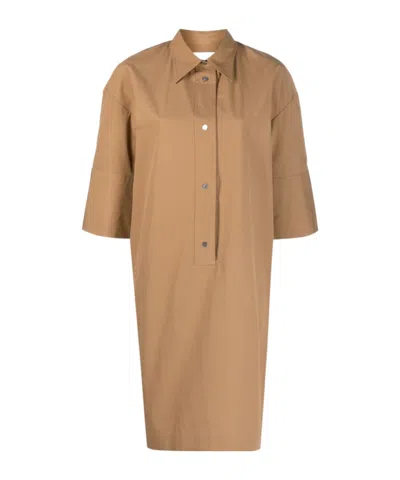 Studio Nicholson Albion Drop-shoulder Shirt Dress In Brown