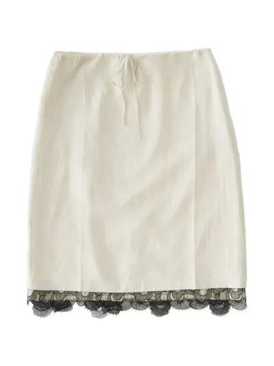 Studio Nicholson Alder Lace-hem Mini Skirt In White