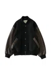 Studio Nicholson Alph Leather-sleeve Bomber Jacket In Black