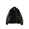 Studio Nicholson Alph Leather-sleeve Bomber Jacket In Black