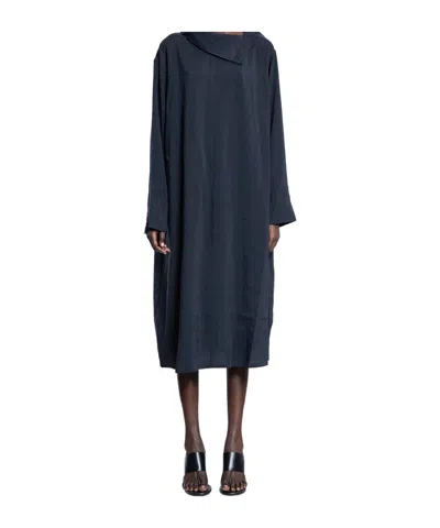 Studio Nicholson Asymmetric-fold Midi Dress In Blue