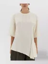 Studio Nicholson Asymmetric Hem Keyhole Back Round Neck Top In Neutral