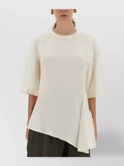 STUDIO NICHOLSON ASYMMETRIC HEM KEYHOLE BACK ROUND NECK TOP