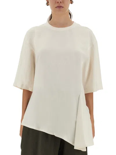Studio Nicholson Asymmetrical Vichy Tshirt In Brown