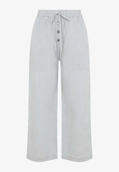Studio Nicholson Button Fly Elastic Waist Mini Pants In Gray