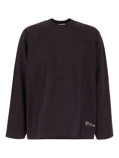 Studio Nicholson Aubergine Cotton Oversize Sweatshirt In Blackgrape