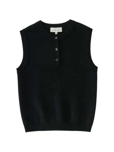 Studio Nicholson Aurel Half-placket Vest In Black