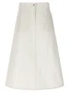 Studio Nicholson High-waisted Midi Skirt With Front And Back Pockets In 白色的