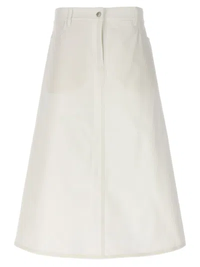 Studio Nicholson High-waisted Midi Skirt With Front And Back Pockets In White