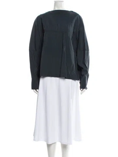 Pre-owned Studio Nicholson Bateau Neckline Long Sleeve Blouse In Green