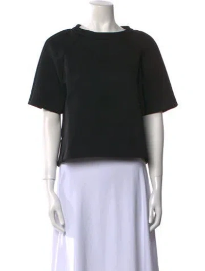 Pre-owned Studio Nicholson Bateau Neckline Short Sleeve Crop Top In Black