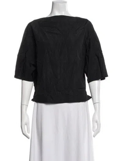 Pre-owned Studio Nicholson Bateau Neckline Three-quarter Sleeve Top In Black