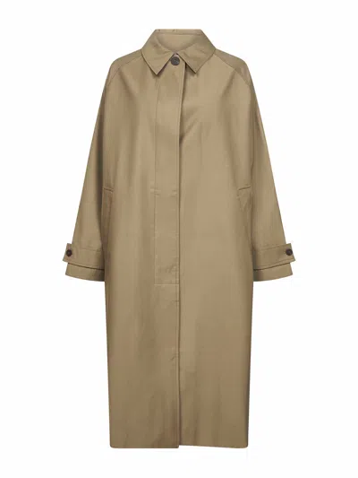 STUDIO NICHOLSON BEIGE COTTON BLEND TWILL HOLIN TRENCH COAT