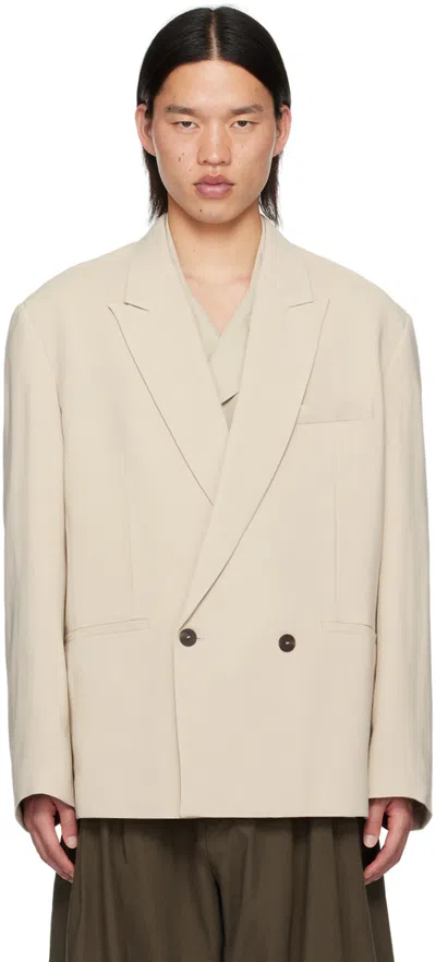 Studio Nicholson Beige Daburu Blazer In Barley