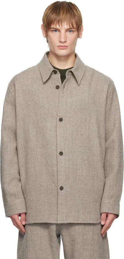 Studio Nicholson Beige Deck Wool Shirt In Feather