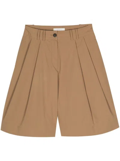 STUDIO NICHOLSON BEIGE DOUBLE PLEATED COTTON SHORTS