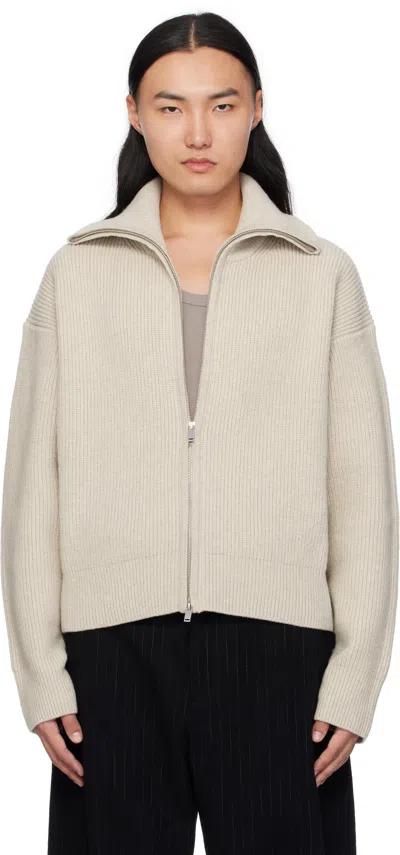 Studio Nicholson Beige Sandos Knit Jacket In Natural