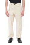 Studio Nicholson Beige Solid Cargo Trousers In White