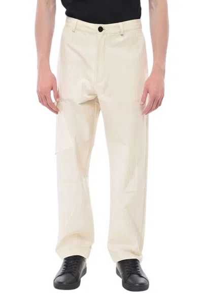 Studio Nicholson Beige Solid Cargo Trousers In White