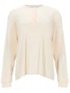 Studio Nicholson Beige Solid Round Neck T-shirt In White