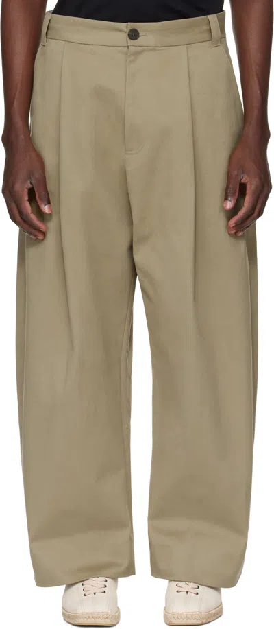 Studio Nicholson Beige Sorte Trousers In Brown