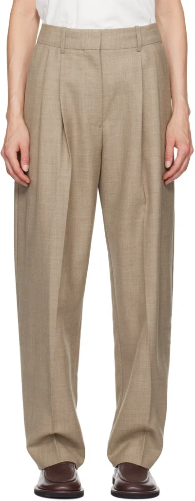 Studio Nicholson Beige Sperro Trousers In Straw Melange