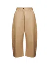 Studio Nicholson Beige Twill Chalco Cropped Trousers In Nude