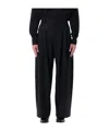 Studio Nicholson Wide Leg Pleated Trousers Pockets In Black