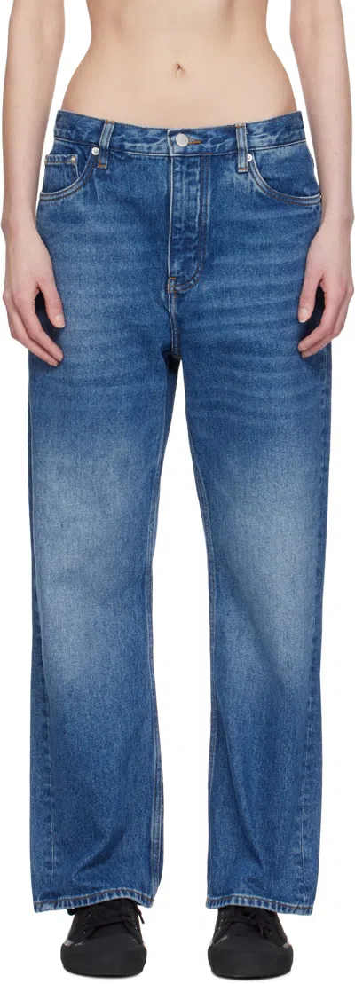 Studio Nicholson Belt Loop Jeans In Blue