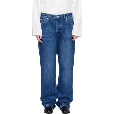 Studio Nicholson Belt Loop Jeans In Blue