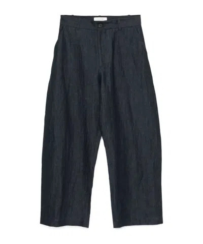 Studio Nicholson Belt Loops Slacks In Indigo