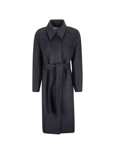 Studio Nicholson Belted Curved-shoulder Coat In Gray
