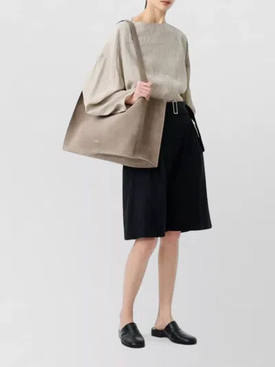 Studio Nicholson Belted Pleated Knee Length Shorts Pockets In Black