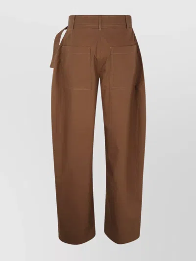 Studio Nicholson Belted Round Leg Pant In Brown