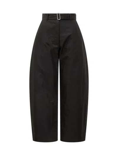 Studio Nicholson Belted Round Leg Trousers In Black