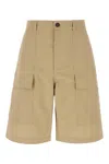Studio Nicholson Bermuda Shorts In Cotton Blend In Beige
