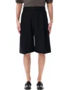 Studio Nicholson Black Bermuda Shorts In Cotton Blend In Black