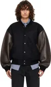 Studio Nicholson Black & Brown Alph Leather Bomber Jacket In Multi