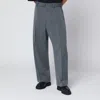 Studio Nicholson Patterned Wool Trousers Wide Leg In Gray