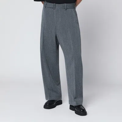 STUDIO NICHOLSON STUDIO NICHOLSON BLACK AND WHITE PATTERNED WOOL TROUSERS
